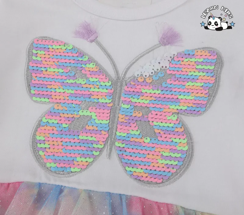 LEZONKIDS - Hot Sale Short Sleeves Girls Princess Dresses for Kids Short Sleeve Tulle for Girls